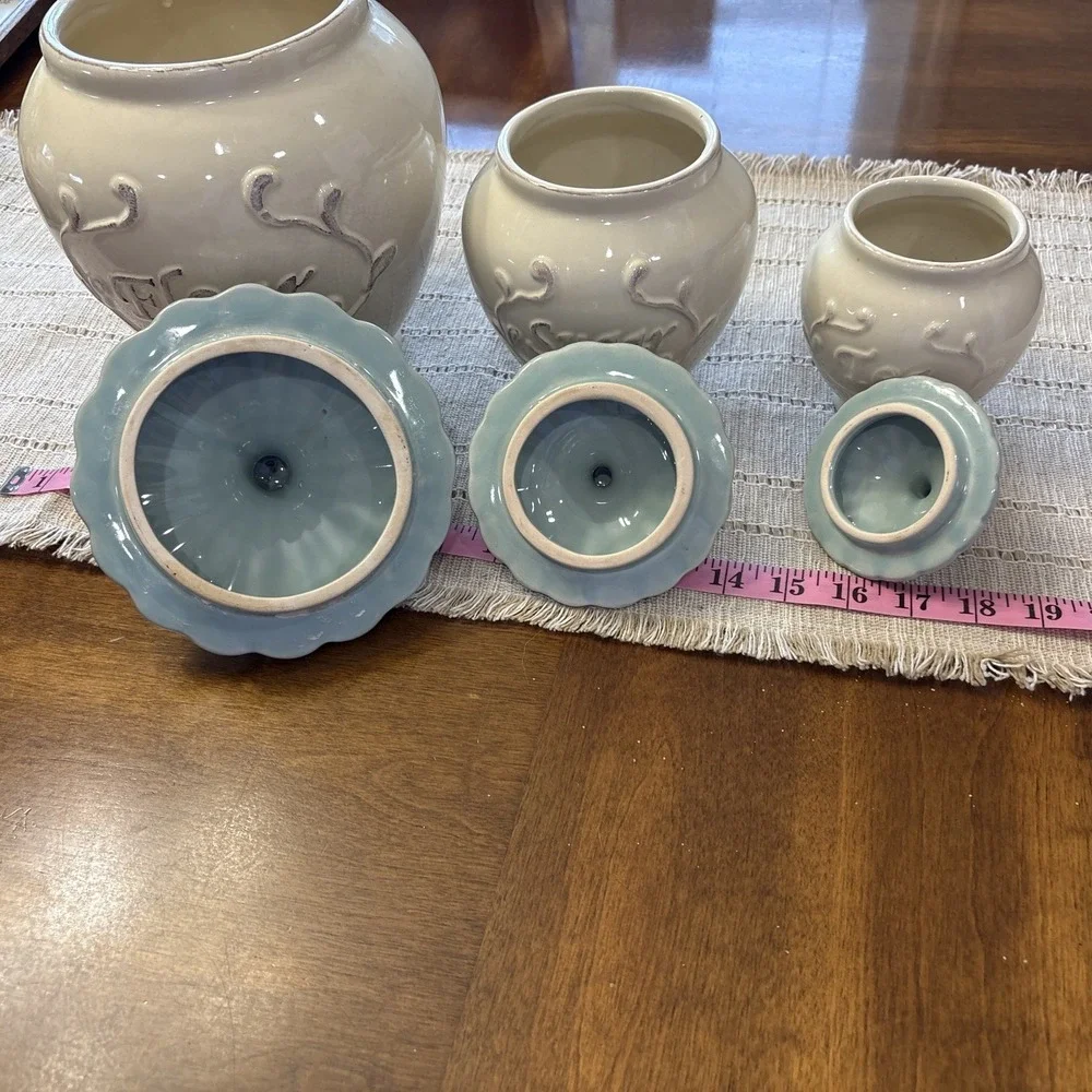 Le Prairie 3 Pc Canister Set Flour Sugar Tea By Creative Co- Op